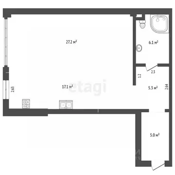 1-к кв. Калининградская область, Калининград ул. Юрия Гагарина, 16В ...