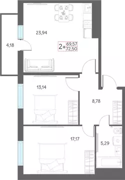 3-к кв. Тюменская область, Тобольск 7А мкр, 29 (72.5 м)