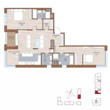 3-к кв. Москва ул. Нижние Мневники, 7 (122.4 м)