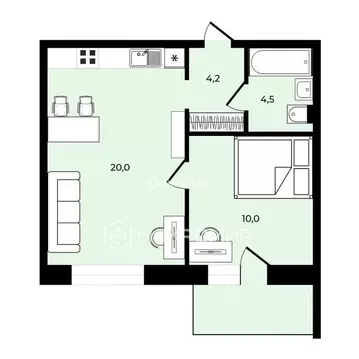 2-комнатная квартира: Санкт-Петербург, улица Корнея Чуковского, 5к2 ...