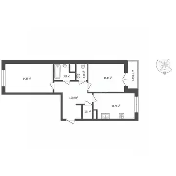 2-к кв. Вологодская область, Вологда Медуницинская ул., 11 (56.02 м)