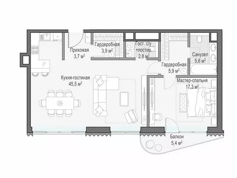 2-комнатная квартира: Москва, Большой Толмачёвский переулок, 5с1 (88.2 ...