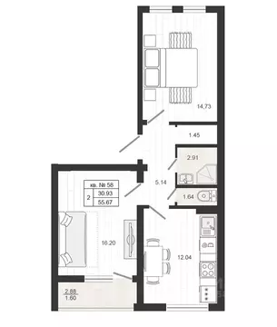 2-к кв. Ленинградская область, Гатчинский муниципальный округ, д. ...