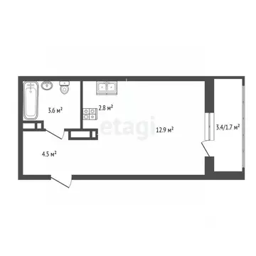 Студия Пермский край, д. Кондратово ул. Водопроводная, 4А (25.5 м)