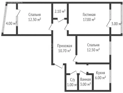 3-комнатная квартира: Краснодар, микрорайон Юбилейный, проспект ...