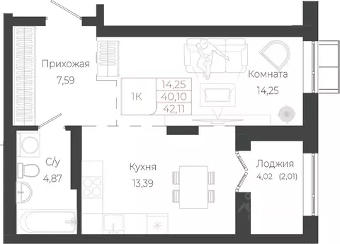 1-к кв. Алтай, Майминский район, с. Майма ул. Энергетиков (42.11 м)