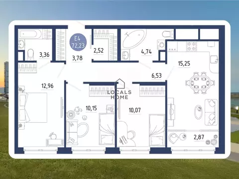 3-к кв. Рязанская область, Рязанский муниципальный округ, с. Дядьково ...