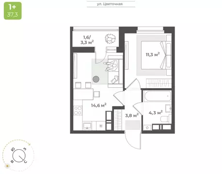 1-к кв. Тверская область, Тверь Соминка мкр,  (35.6 м)