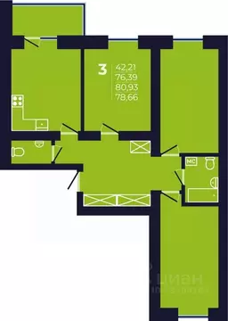 3-к кв. Башкортостан, Уфа ул. Михаила Зайцева, 6 (78.5 м)