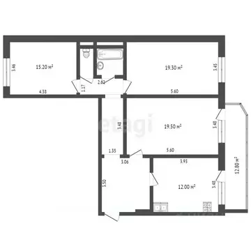 3-к кв. Тюменская область, Тюмень Широтная ул., 104к1 (91.2 м)