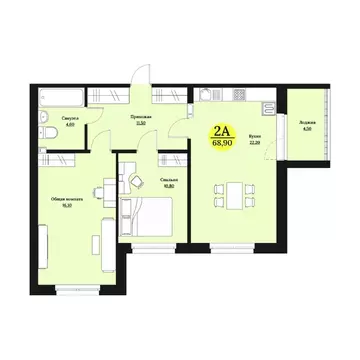 2-к кв. Ставропольский край, Ставрополь Лесная ул., 204 (68.9 м)