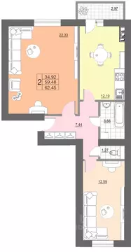 2-к кв. Смоленская область, Смоленск Краснинское ш., 26А (62.45 м)