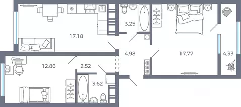 2-к кв. Самарская область, Волжский район, Черноречье с/пос, с. ...