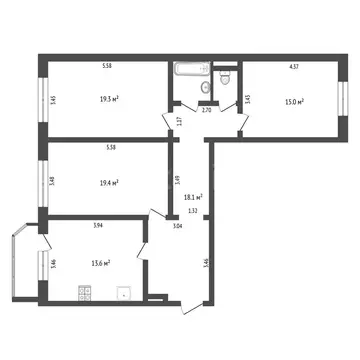 3-комнатная квартира: Тюмень, улица Демьяна Бедного, 98к1 (91.5 м)