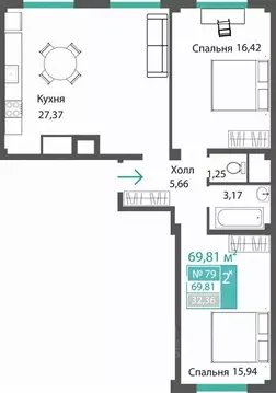 2-к кв. Крым, Симферопольский район, с. Мирное ПроПолис жилой комплекс ...