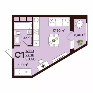 Студия Владимирская область, Владимир ул. Чайковского, 7 (30.5 м)