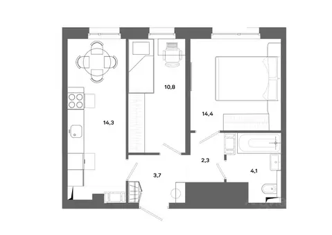 2-к кв. Ханты-Мансийский АО, Сургут ул. Ивана Захарова, 16 (49.6 м)