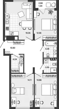 3-к кв. Калининградская область, Гурьевский муниципальный округ, пос. ...
