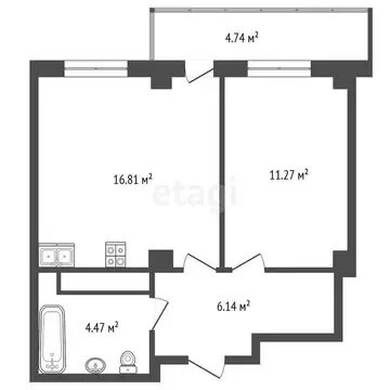 1-комнатная квартира: Патрушева, улица Фёдора Достоевского, 26 (38.5 ...
