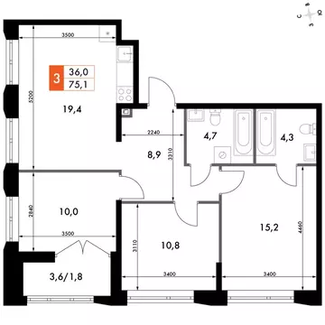 3-комнатная квартира: Нижний Новгород, историческая территория Старый ...