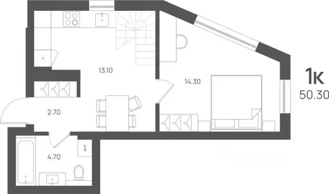 1-к кв. Калининградская область, Янтарный пгт ул. Лесная (50.3 м)
