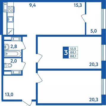 3-к кв. Башкортостан, Уфа Дема жилрайон, Новая Дема жилой комплекс ...
