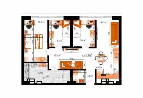 4-к кв. Приморский край, Владивосток ул. Гамарника (72.34 м)