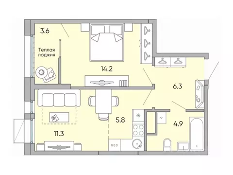 2-к кв. Забайкальский край, Чита Хороший мкр, 14 (46.3 м)