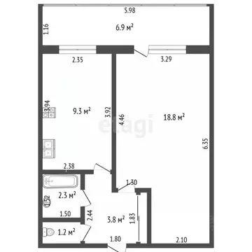 1-к кв. Башкортостан, Стерлитамак просп. Октября, 9А (36.1 м)