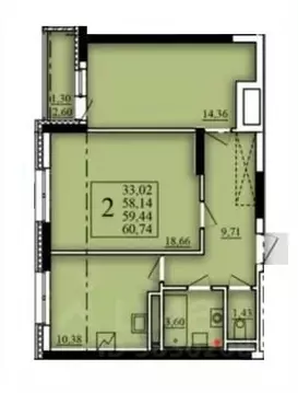 2-к кв. Башкортостан, Уфа Затон-Восточный жилрайон, Паруса жилой ...