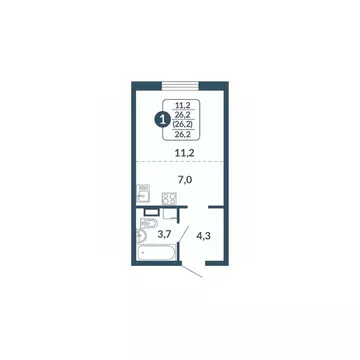 1-к кв. Кировская область, Киров Скандинавия жилой комплекс (26.2 м)