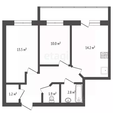 2-к кв. Вологодская область, Вологда Новгородская ул., 36 (54.8 м)