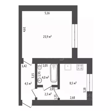 1-к кв. Башкортостан, Уфа пер. Спасский, 10 (43.2 м)
