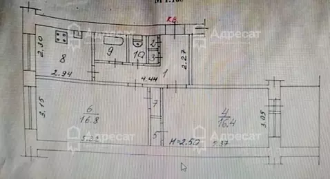 2-к кв. Волгоградская область, Волгоград Невская ул., 6а (54.0 м)