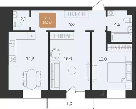 2-к кв. Ямало-Ненецкий АО, Новый Уренгой Созидателей мкр, Атмосфера. ...