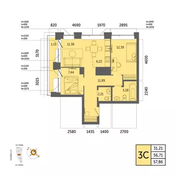 3-к кв. Башкортостан, Уфа Зеленая Роща жилрайон, Урбаника жилой ...