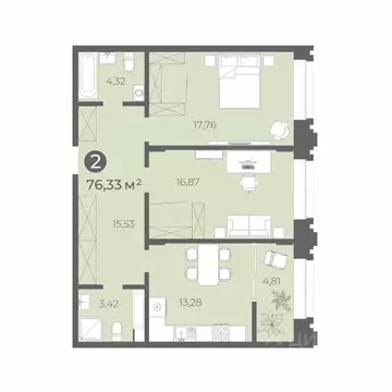 2-к кв. Чувашия, Чебоксары ул. Карла Маркса, 50 (76.33 м)