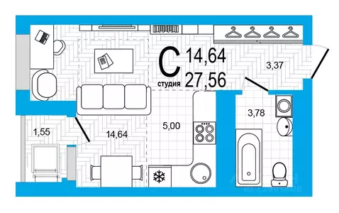 1-к кв. Башкортостан, Уфа Дема жилрайон, Экогород Яркий мкр,  (27.56 ...