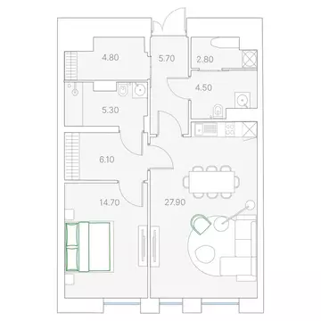 1-комнатная квартира: Москва, Софийская набережная, 34с3 (71.8 м)