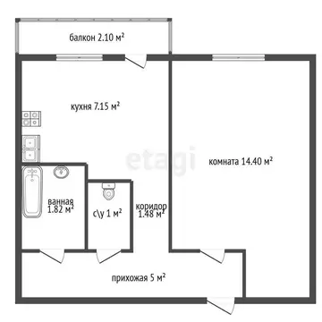 1-комнатная квартира: Сертолово, микрорайон Чёрная Речка, 17 (31.7 м)