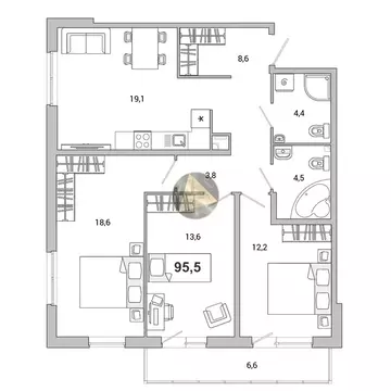 3-комнатная квартира: Санкт-Петербург, Суздальское шоссе, 18к4 (95.5 ...