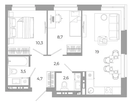2-комнатная квартира: Екатеринбург, микрорайон Академический, 20-й ...