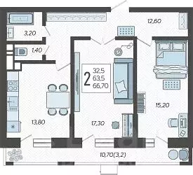 2-к кв. Краснодарский край, Краснодар 9-й километр мкр, ул. ...