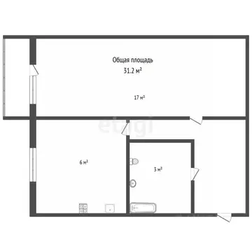 1-к кв. Брянская область, Брянск ул. Вяземского, 2 (31.2 м)