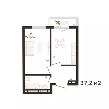 1-к кв. Приморский край, Владивосток Луговая ул. (37.2 м)