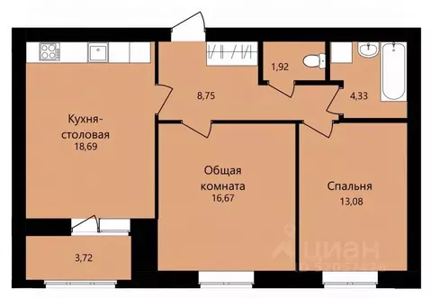 2-к кв. Мордовия, Саранск ул. Филатова, 11 (65.3 м)