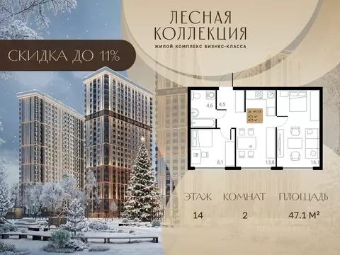 2-к кв. Московская область, Химки Лесная Коллекция жилой комплекс, к3 ...