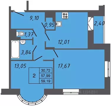 2-к кв. Ленинградская область, Ломоносовский район, Аннинское ...