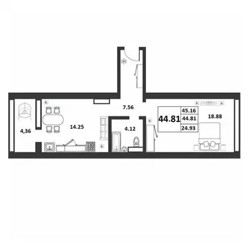1-к кв. Новгородская область, Великий Новгород ул. Якова Павлова, 15 ...