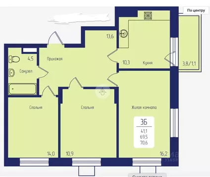 3-к кв. Красноярский край, Красноярск Свободный просп., 66Рк1 (70.3 м)